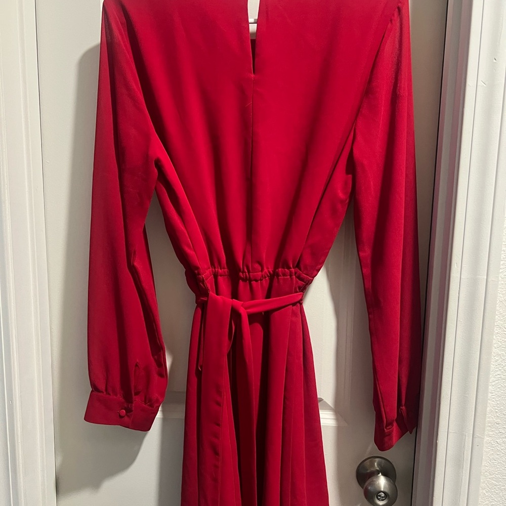 Chic Long Sleeve Red Dress